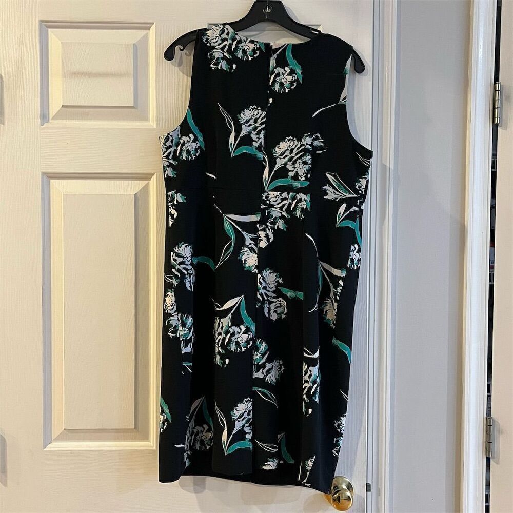 A Pea in the Pod Maternity Dress L Black Floral Sleeveless Belted - Picture 8 of 8